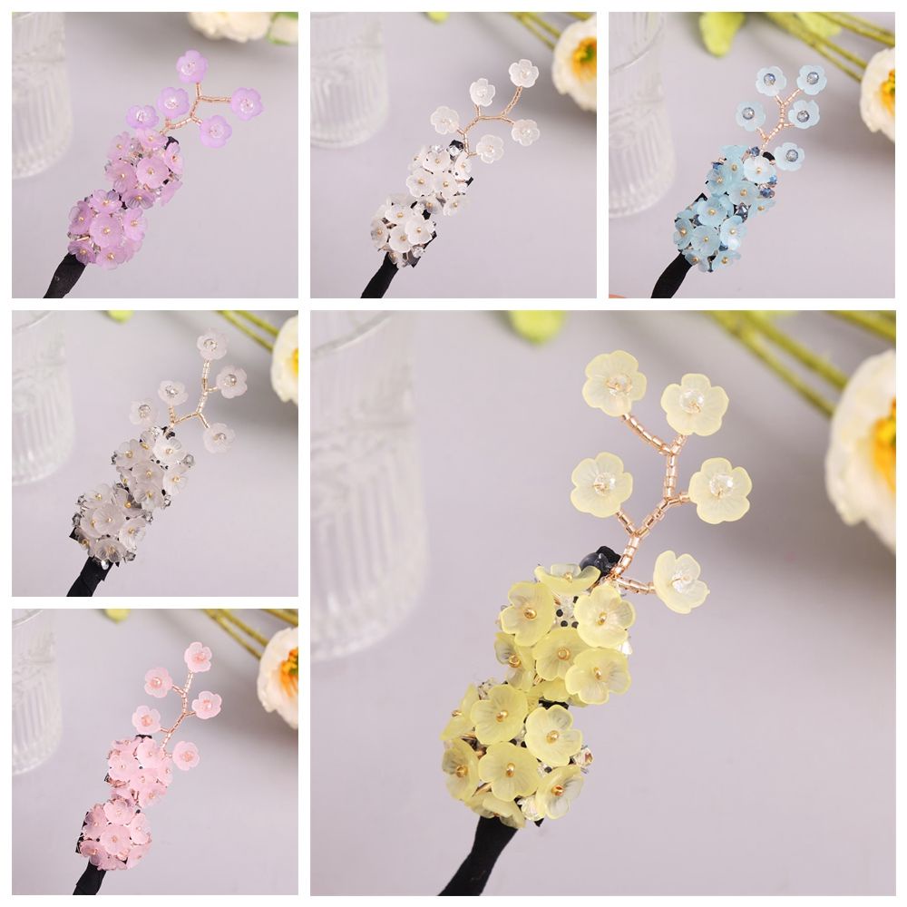 Kẹp búi tóc đính hoa giả ngọc trai nhân tạo tùy chọn màu sắc thời trang cho nữ