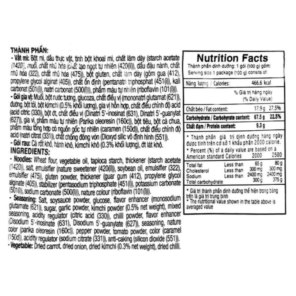 Mì Koreno vị kim chi gói 100g DATE LUÔN MỚI