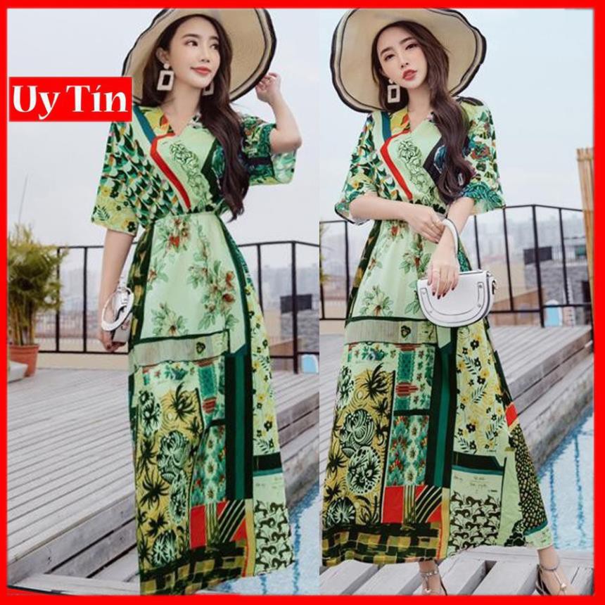 Đầm maxi hoạ tiết cao cấp, đầm maixi nhập khẩu họa tiết sang chảnh DX10 damdutiecmaxi2019  ཾ