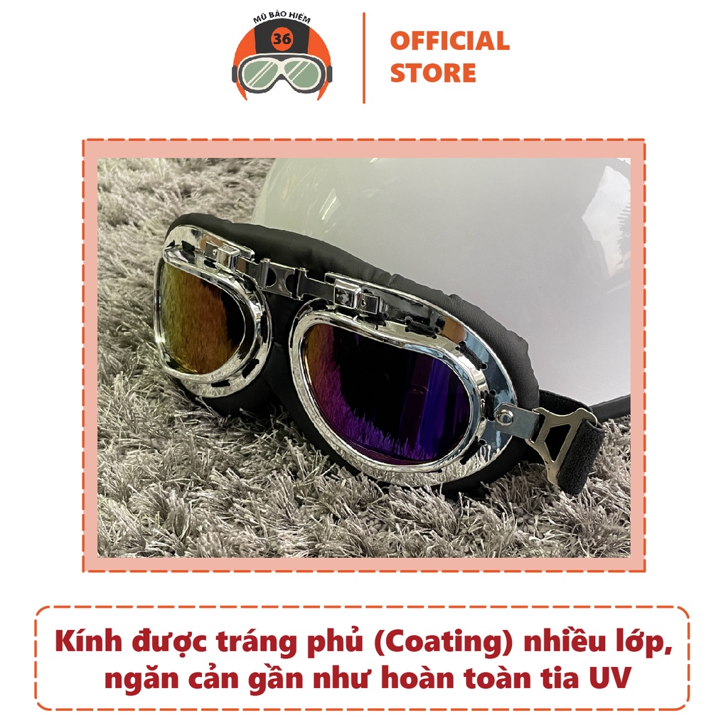 Kính UV- Phi Công SUNDA gắn mũ bảo hiểm nửa đầu
