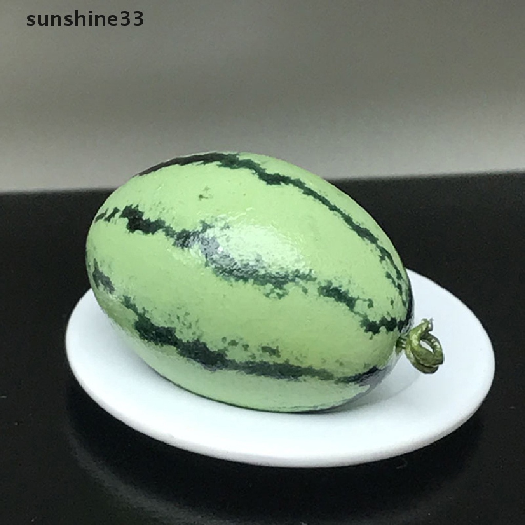 SU 1pc Mini Fruit Resin Artificial Watermelon Statue For Dollhouse Decoration n
