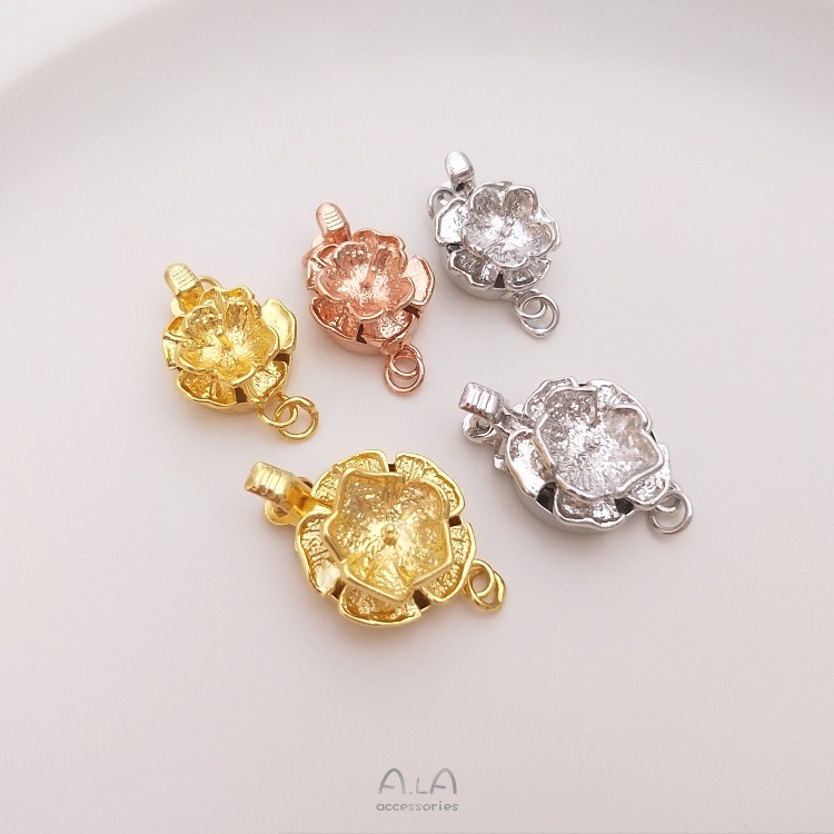 Dây Hạt Mạ Vàng 18K Khóa Xỏ Hạt Hình Bông Hoa diy