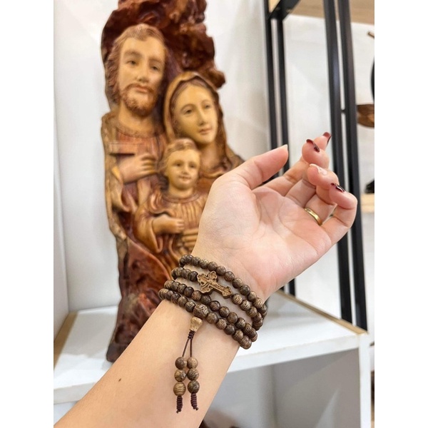 Vòng Tay Thời Trang, Chuỗi Trầm Hương Mix Thánh Giá Quấn Tay 4 Vòng Size Hạt 6li