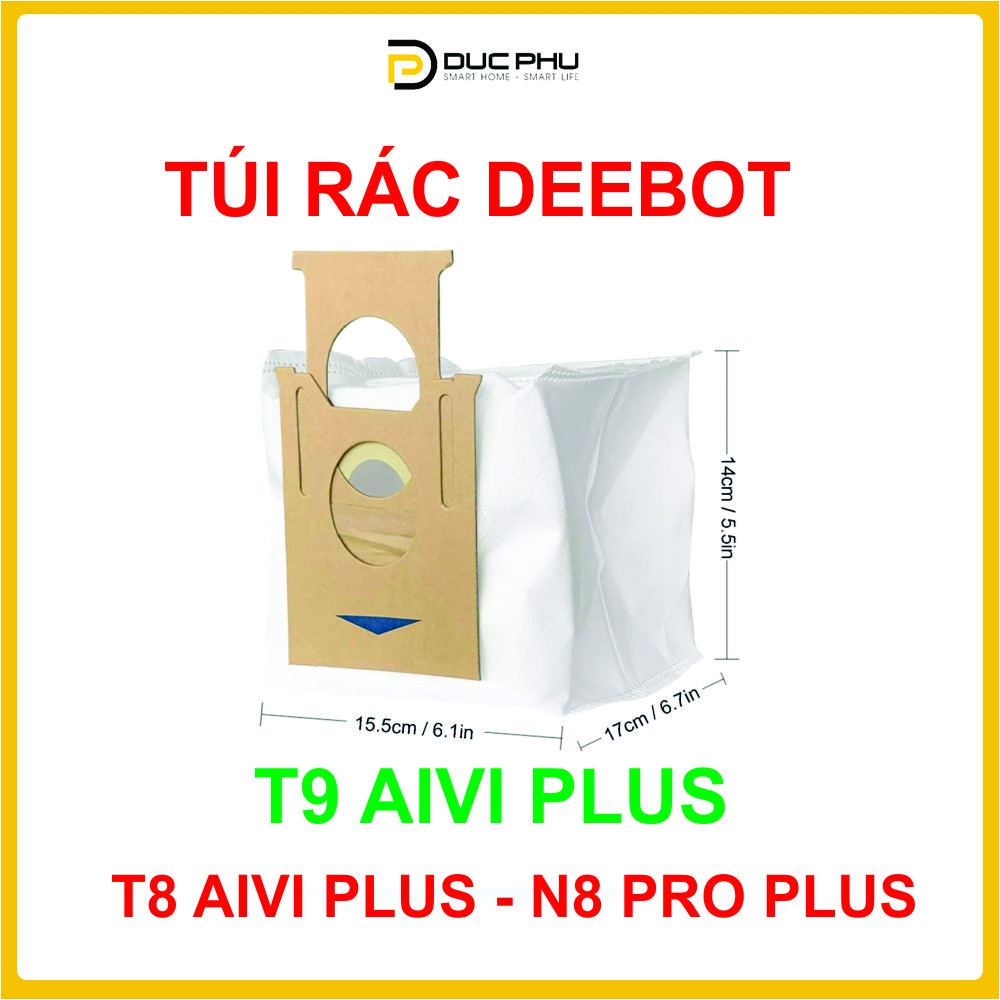 Túi chứa rác dành cho thùng rác tự động Robot Deebot T8 Aivi Plus, T9 Aivi Plus, N8 Pro Plus, T9 Plus