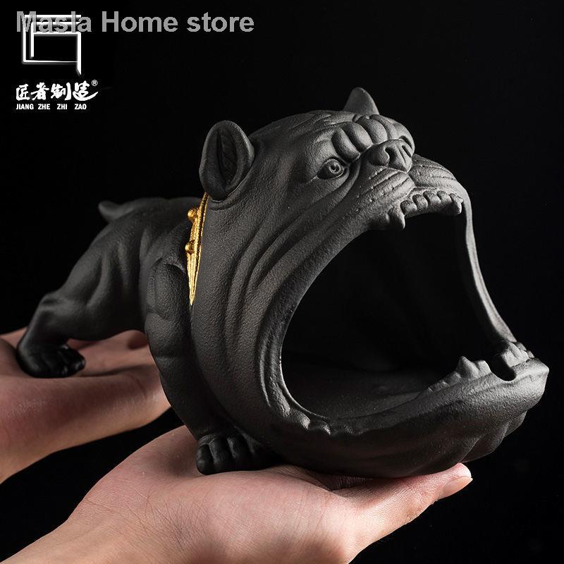 Gạt tàn thuốc hình chú chó Bull bằng gốm chống gió dễ thương