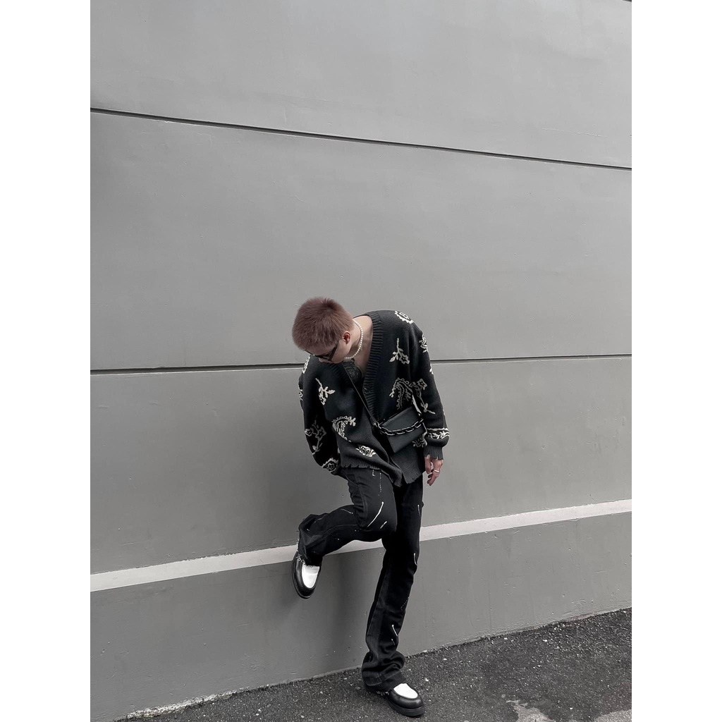 [Hàng Cao Cấp] Quần Jeans Ống Loe Xả Lai Vẩy Sơn Phong cách Vinatge Xanh - Đen | BigBuy360 - bigbuy360.vn