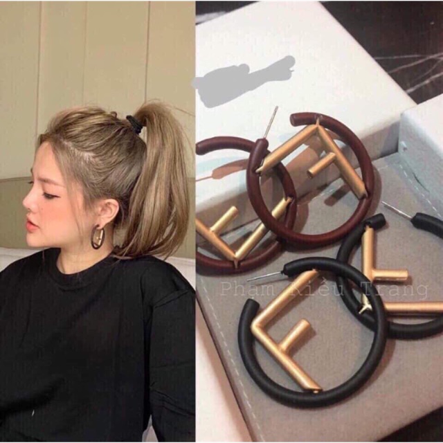 Bông tai tròn chữ fen.di