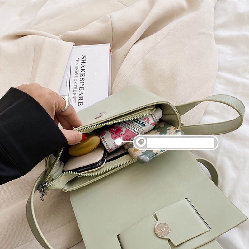 Túi đeo chéo IELGY dáng vuông nhỏ màu sắc đơn giản dễ phối đồ phong cách Hàn Quốc dành cho nữ