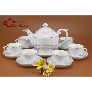 ấm chén Bát Tràng_Bộ bình trà dáng Cúp S2 vàng kim