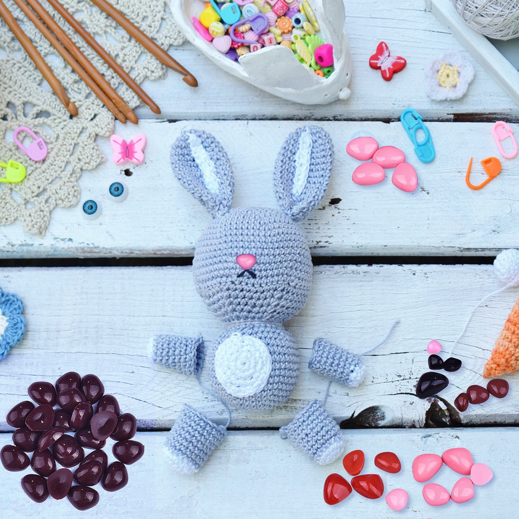 100 miếng phụ kiện búp bê màu đen nhựa sang trọng an toàn mũi Amigurumi cho DIY Funny Toy Eye Nose Animation Phụ kiện làm thủ công mỹ nghệ