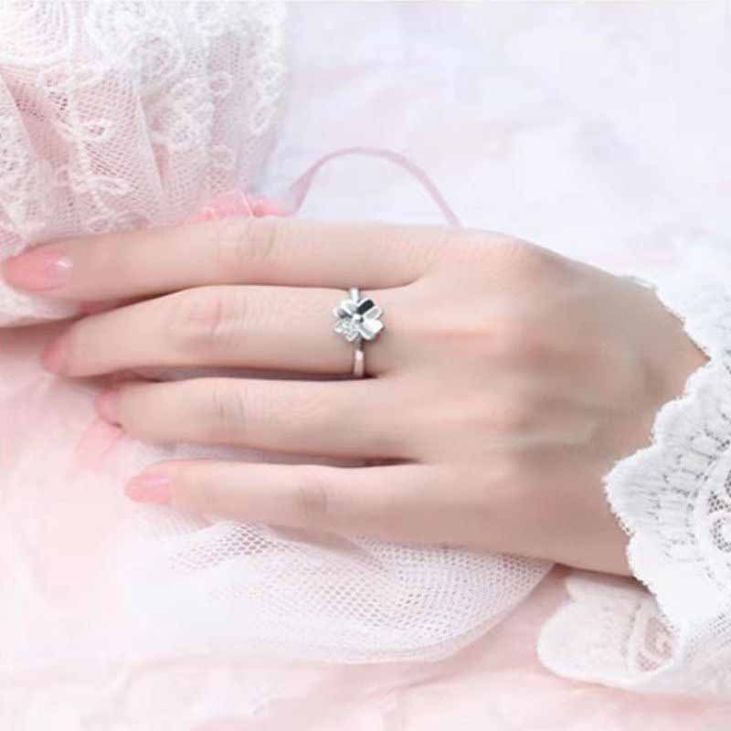 Nhẫn nữ thời trang đơn giản Nhẫn cỏ ba lá may mắn Nhẫn cá tính Nhẫn mở