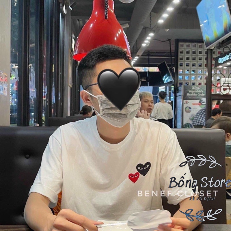 [Rẻ Vô Địch] Áo Phông Tay Lỡ Dáng Rộng Unisex --Thêu 2 tim trên ngực