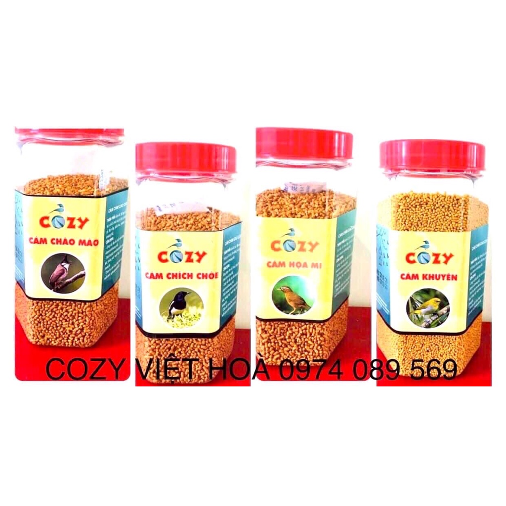 Cám chim Cozy, thức ăn cho từng loài chim giúp chim có sắc lông bền đẹp, hót tốt ổn định, căng bền tự nhiên