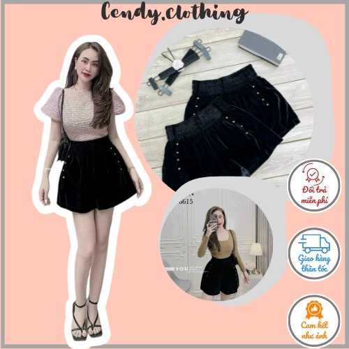 Quần Short Nhung Đính Đinh Cendy Clothing Chất Nhung Cao Cấp - CD146