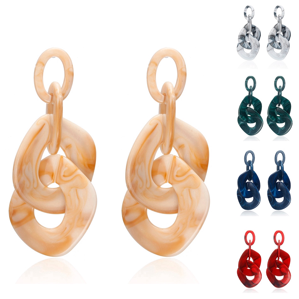 Bông tai hình mắc xích dáng dài kiểu sang trọng cho nữ