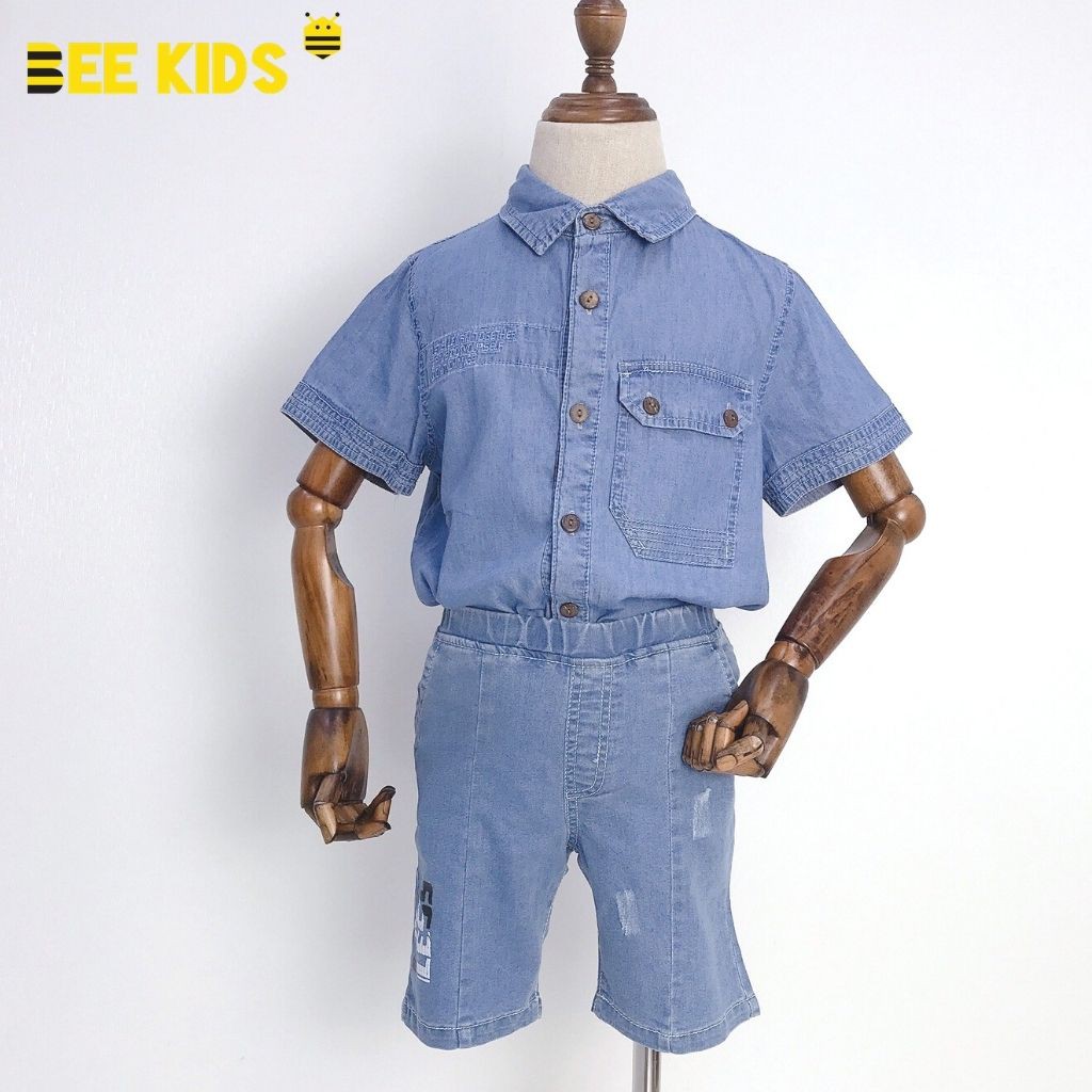 Quần Ngố Bé Trai Bee Kids Cạp Chun Túi Chéo Mài Rách In Chữ Cho Bé Đi Chơi Đi Học Đi Dạo Phố ( 3 Tuổi ) 8QJ01603CD