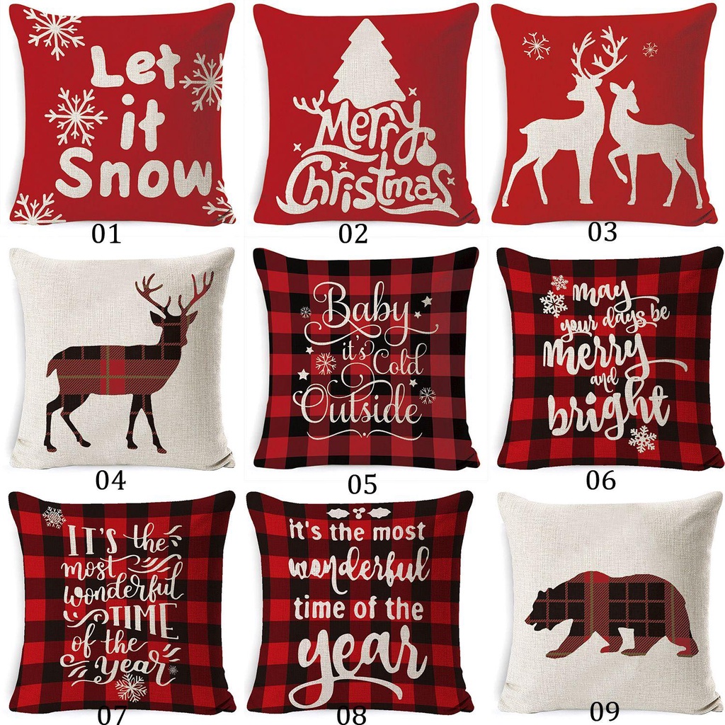 Vỏ Gối Cotton Lanh Chủ Đề Giáng Sinh