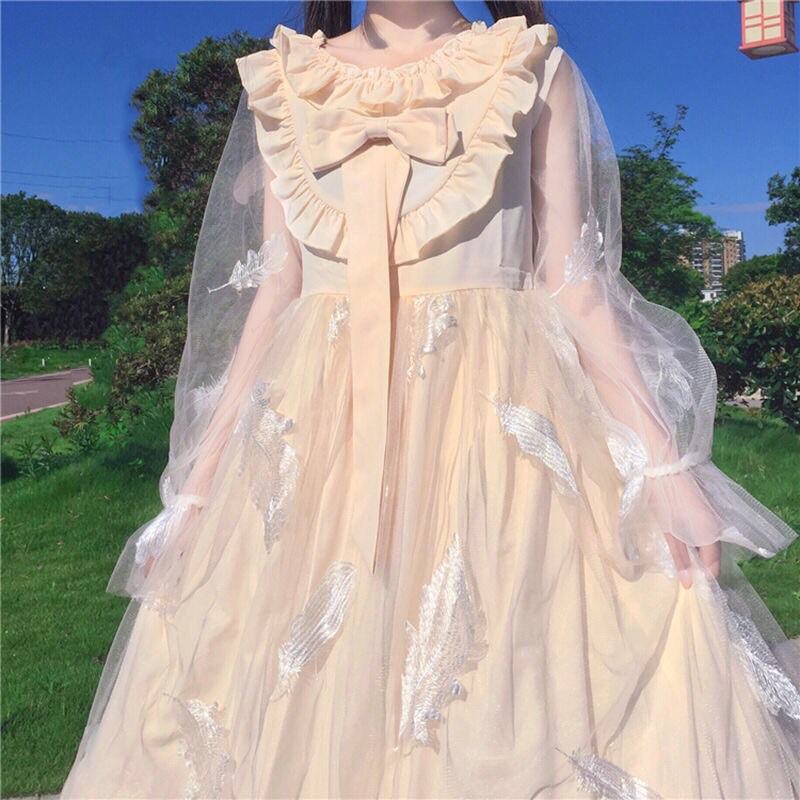 Váy Đầm lolita bồng bềnh có phối lưới trắng mộng mer