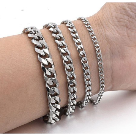 Vòng Tay Chuỗi Xích Dài 18cm Màu Sắc Bạc Phong Cách Hip Hop Thời Trang Unisex