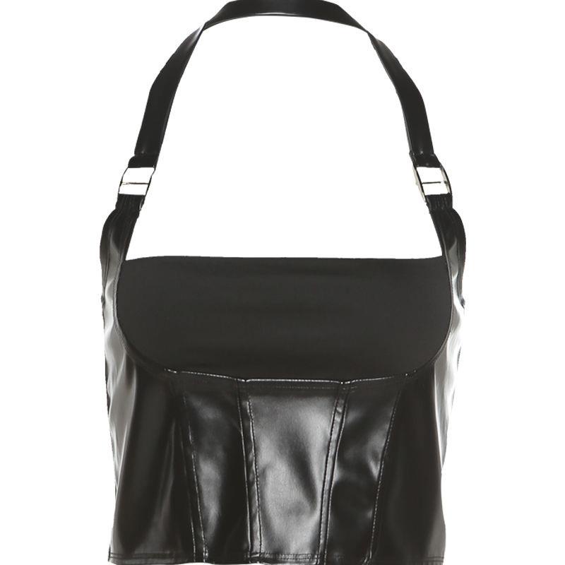 Áo Lửng Không Tay Hở Vai Màu Đen Phong Cách Âu Mỹ Quyến Rũ Cho Nữ