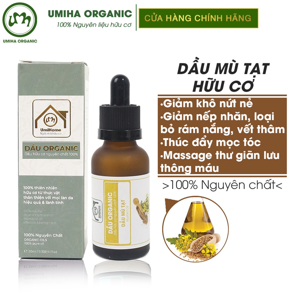 Dầu Mù Tạt nguyên chất UMIHOME hữu cơ 30ml dưỡng ẩm làm sạch da, ngăn ngừa mụn trứng cá