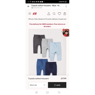 Set 5 quần bé trai h&m sz 18/24m