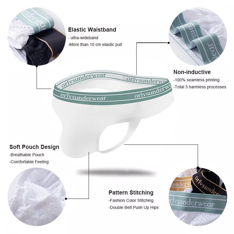 Quần lót cotton cạp thấp phối lưới thoáng khí thời trang gợi cảm dành cho nam OR6105