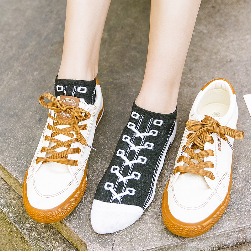 Vớ Cotton Canvas Thể Thao Cổ Thấp In Hình Mô Phỏng Vui Nhộn Phong Cách Nhật Bản Cho Nam