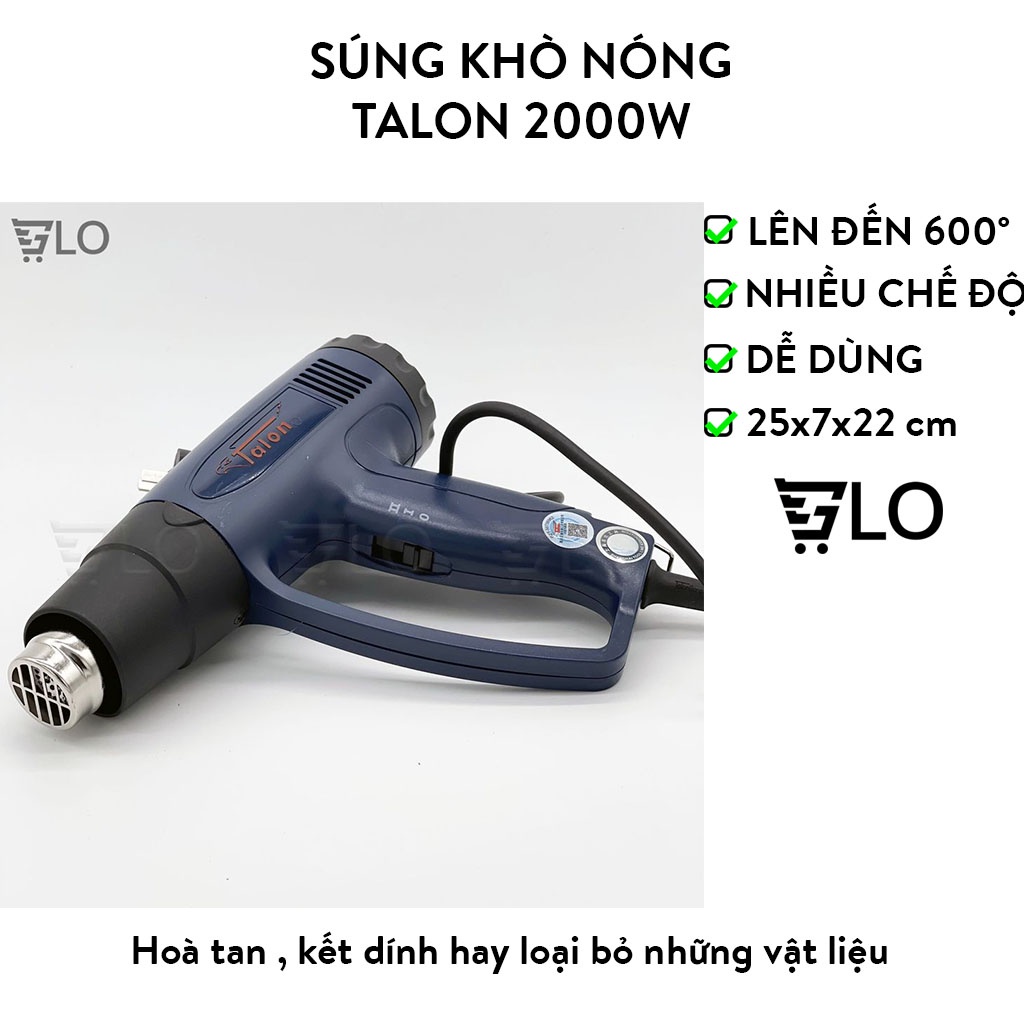 Súng Thổi Hơi Nóng, Máy Khò Nhiệt Talon TH-8623 2000w Chính Hãng