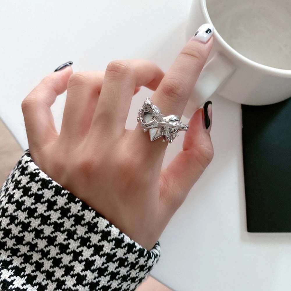Nhẫn Cặp Đôi Màu Đen Hình Trái Tim Phong Cách Hàn Quốc Cổ Điển Dành Cho Nữ