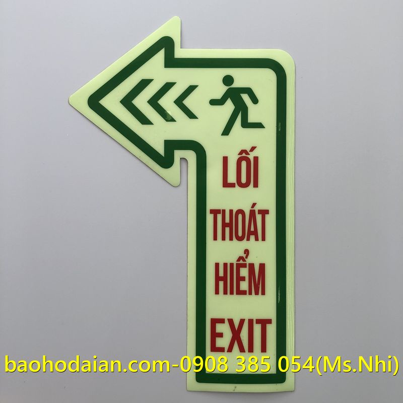 Biển dán chỉ dẫn lối thoát hiểm exit dạ quang