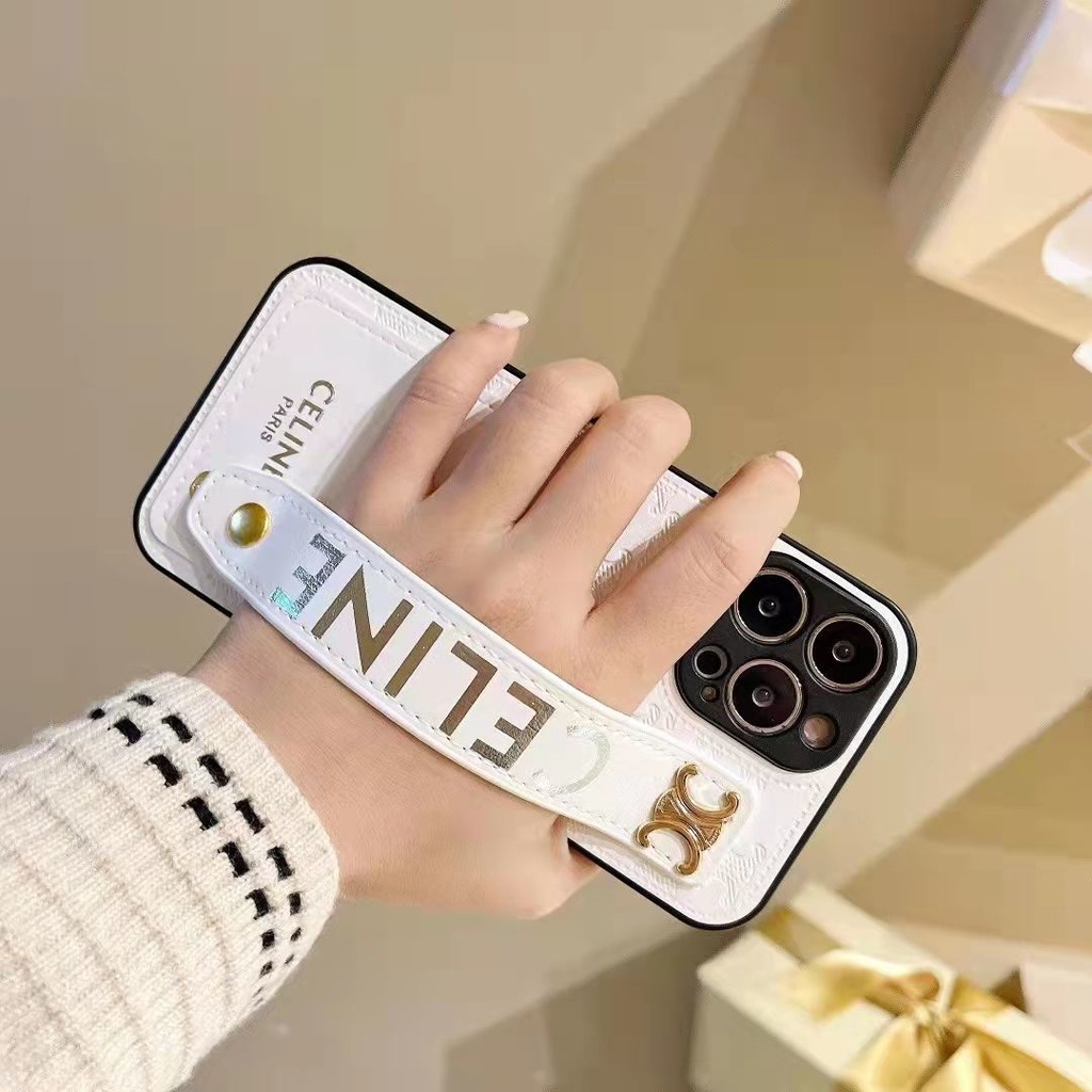 Ốp Điện Thoại In Logo Nổi Tiếng Phong Cách Âu Mỹ Sang Trọng Kèm Dây Đeo Cho iphone 13 11 12 14 pro max xr