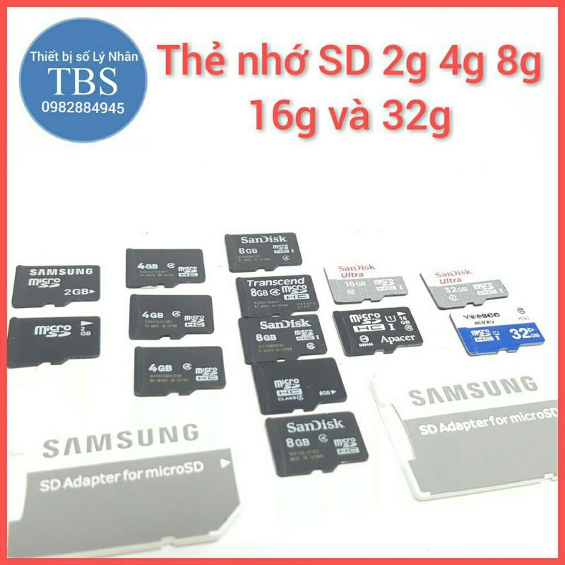 Thẻ nhớ micro SD 2g 4g 8g 16g các hãng, còn mới.