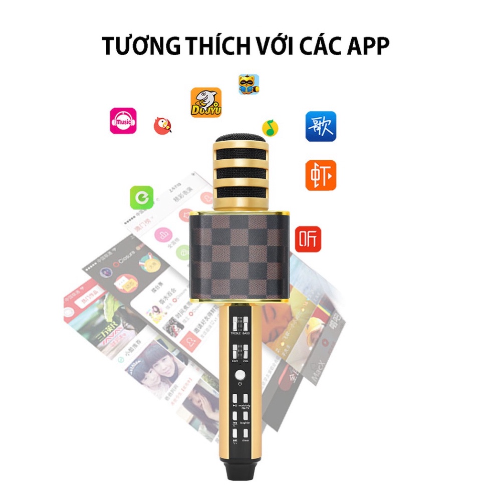 Mic Hát không dây Karaoke Floveme - SD18 Kèm Loa Bluetooth, Kết Nối Nhanh, Bass to, Âm Thanh To, Trầm Ấm, Mic Bắt Giọng