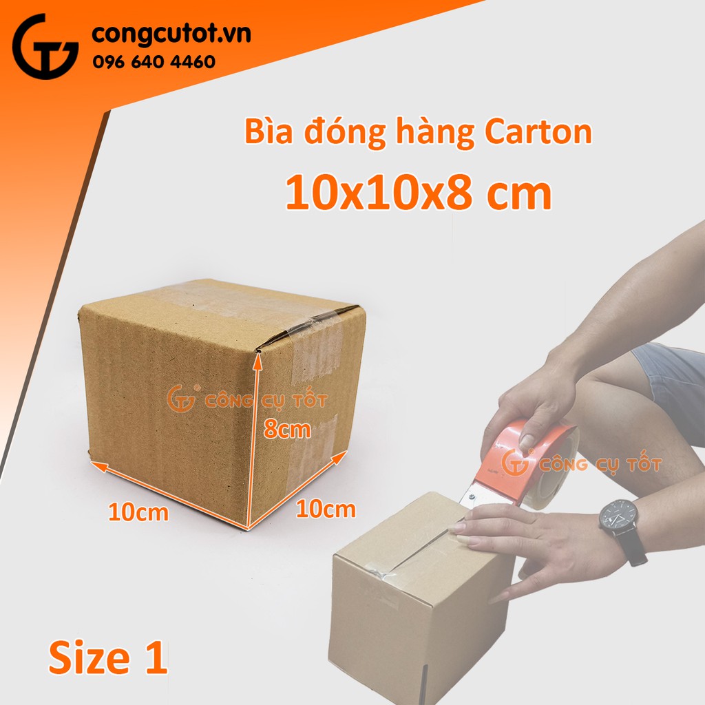 Combo 20 hộp bìa carton đóng hàng, bìa trơn, dày cứng cáp 10x10x8cm