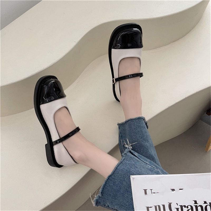 Giày bup bê nữ FREE SHIP, giày oxford mũi vuông da bóng siêu đẹp mã 28
