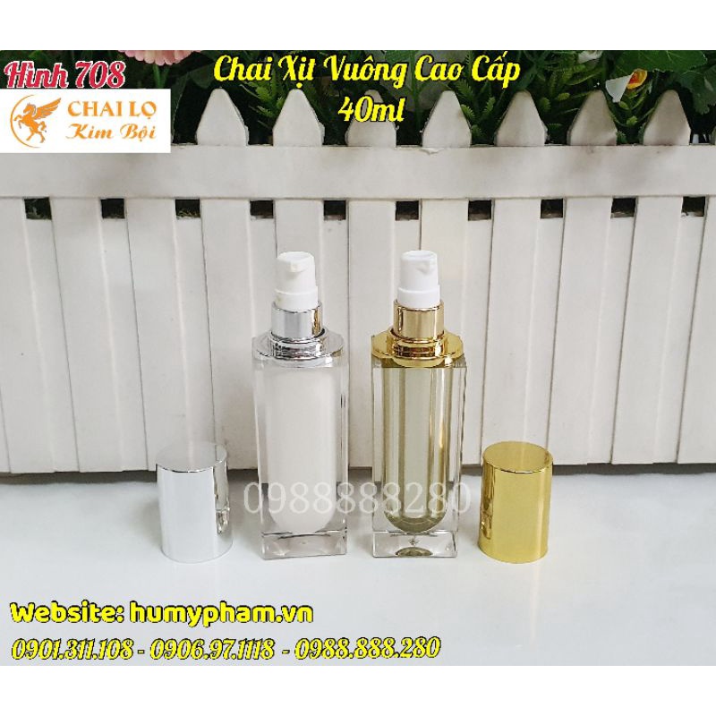 CHAI LỌ CHIẾT MỸ PHẨM - Chai Xịt Kem Vuông 40ml cao cấp