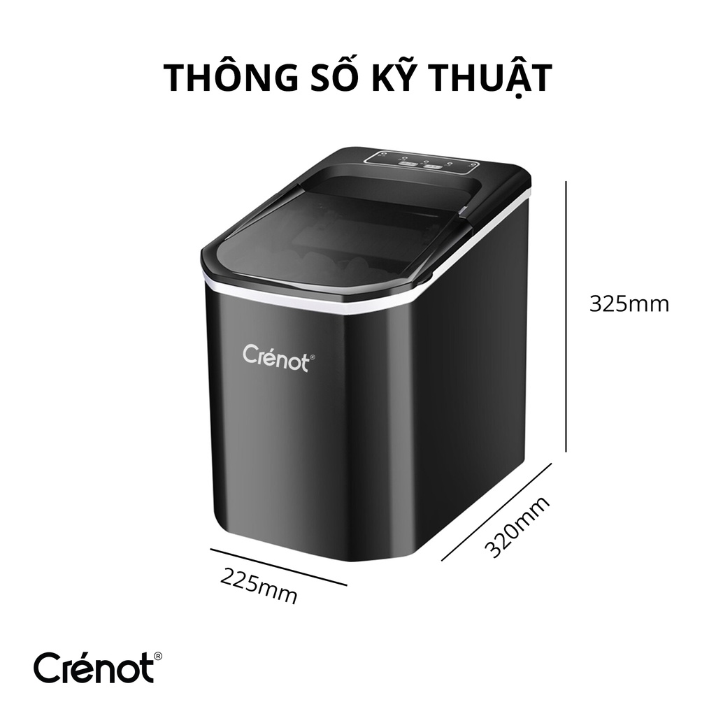 Máy Làm Đá Viên Crenot Vortex Z6 Tủ Đá Giữ Nhiệt Mini Gia Đình Tạo Đá Siêu Tốc Trong 9 - 15 Phút Bảo Hành 12 Tháng