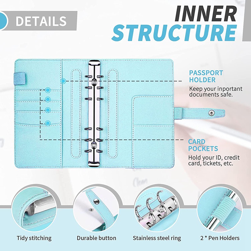 Bìa sổ tay A6 đóng gáy giấy rời mini kèm khóa bấm độc đáo dùng quản lý chi tiêu