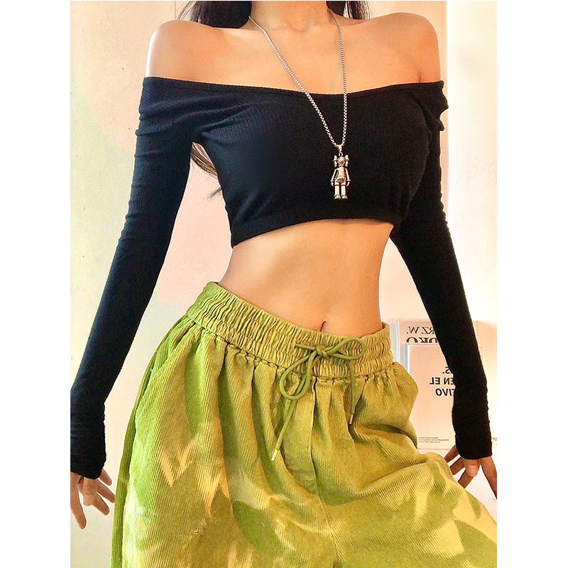 Quần dài nhung kẻ ống rộng lưng cao màu xanh lá cây bơ phong cách harajuku đường phố thời trang dành cho nữ Zl65