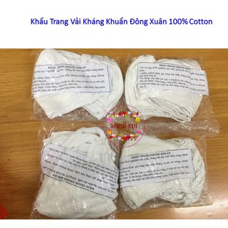 Khẩu Trang Vải Kháng Khuẩn ĐÔNG XUÂN 100% Cotton. Giặt được 30 lần. Gói 10 cái.