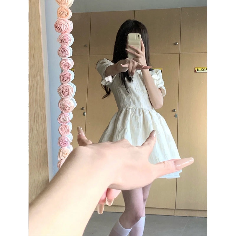 Đầm Công Chúa Eo Lớn Màu Trắng Ngọt Ngào Phong Cách Trung Quốc Thời Trang Mùa Hè Cho Nữ