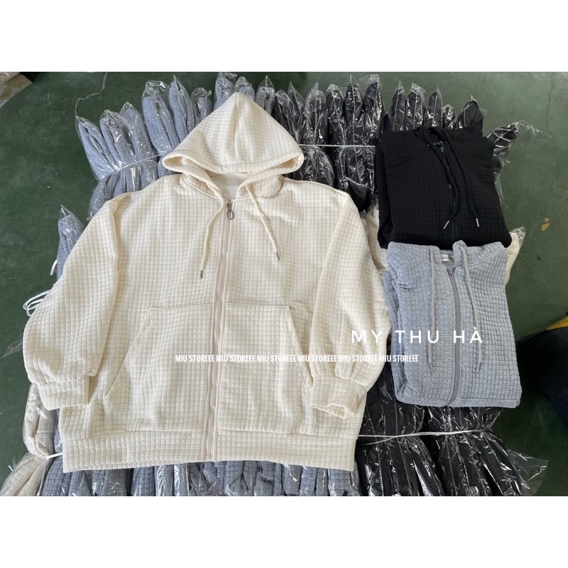 ÁO NỈ XỐP Ô DÁNG OVERSIZE ANXOVS