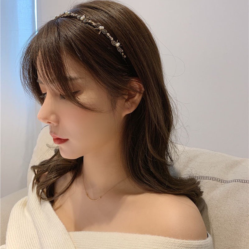 (CAO CẤP) Băng đô cài tóc bờm tóc đính đá sang chảnh tiểu thư hàng Quảng Châu loại 1 phụ kiện tóc No.93