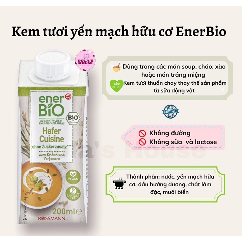 Kem tươi yến mạch hữu cơ DM Bio 200ml (Date 21/11/2023)