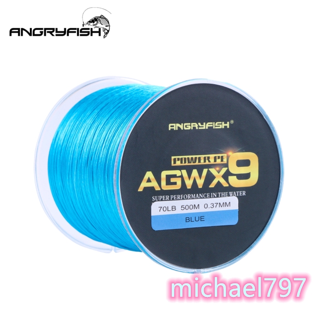 ANGRYFISH Diominate X9 PE Line 9 Strands Weaves Braided 500m/547yds Super Strong Fishing Line 15LB-100LB Blue