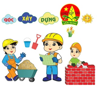 Tranh góc mầm non chủ đề xây dựng [ Xốp ép giấy bóng đẹp ]