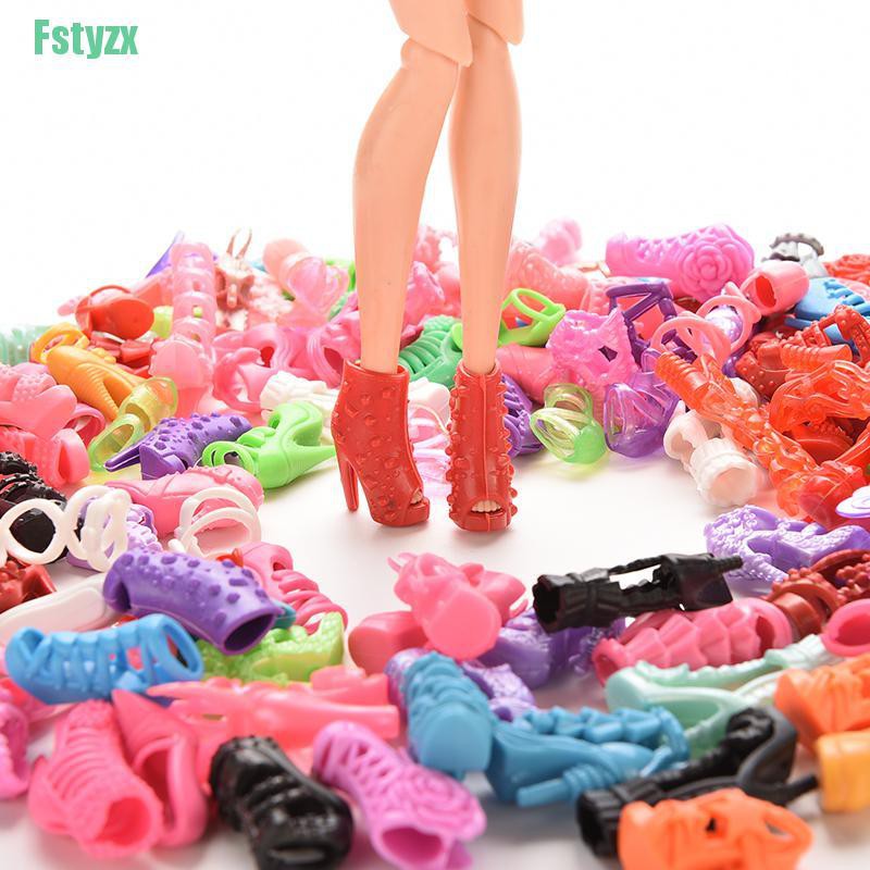 fstyzx 15/30/60 Pairs Doll Shoes Multiple Styles Heels Sandals For Barbie Dolls