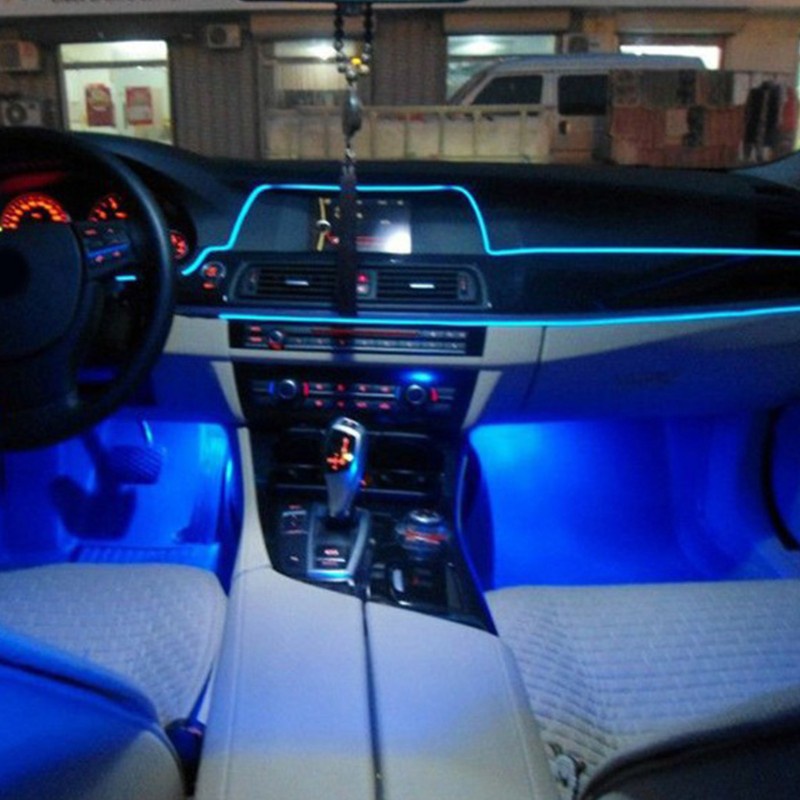 [qxx] 3m Car Interior Lighting Auto LED Strip EL Wire Rope Atmosphere Decorative Lamp