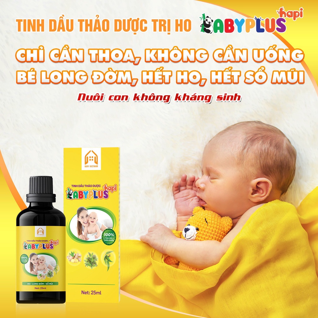 Tinh Dầu Thảo Dược Babyplus Hapi, Sạch Long Đờm, Hết Ho, Sổ Mũi